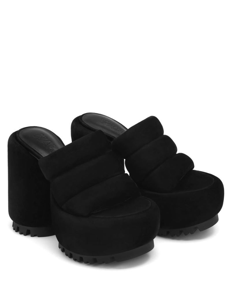 Black Naked Wolfe Wild Suede Women's Platform Sandals | IRELAND 5804712XQ