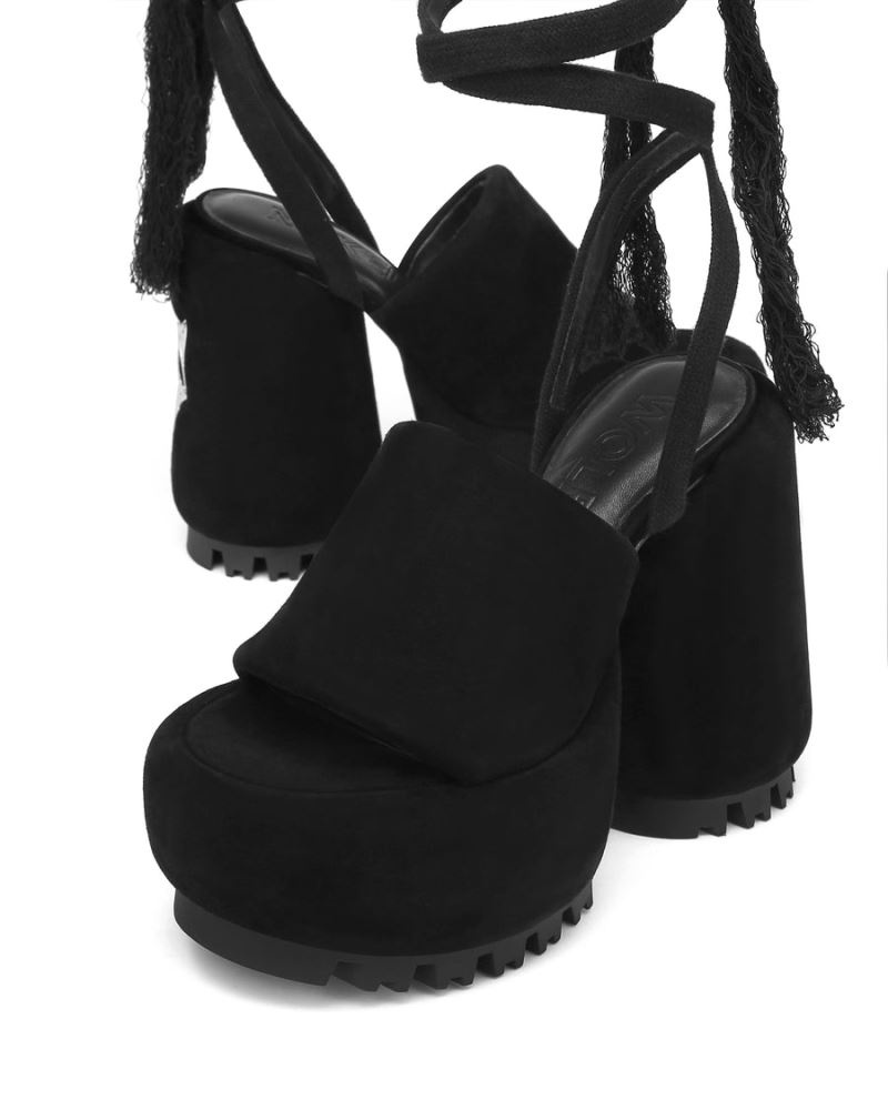 Black Naked Wolfe Wonder Suede Women's Platform Sandals | DUBLIN 1276943TF