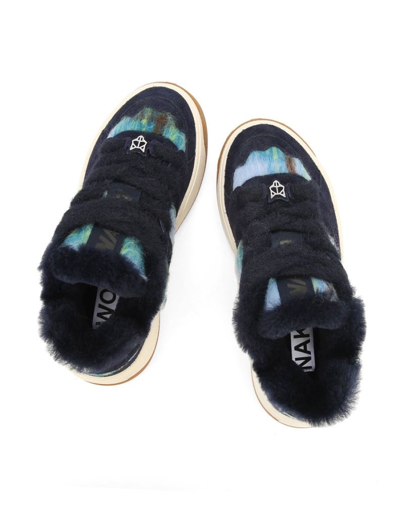 Black / Blue Naked Wolfe Crash Hairy Cow Suede/Wool Women's Sneakers | IRELAND 5073649SQ