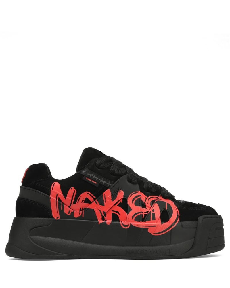 Black / Red Naked Wolfe Slide Men's Sneakers | DUBLIN 9310257XZ