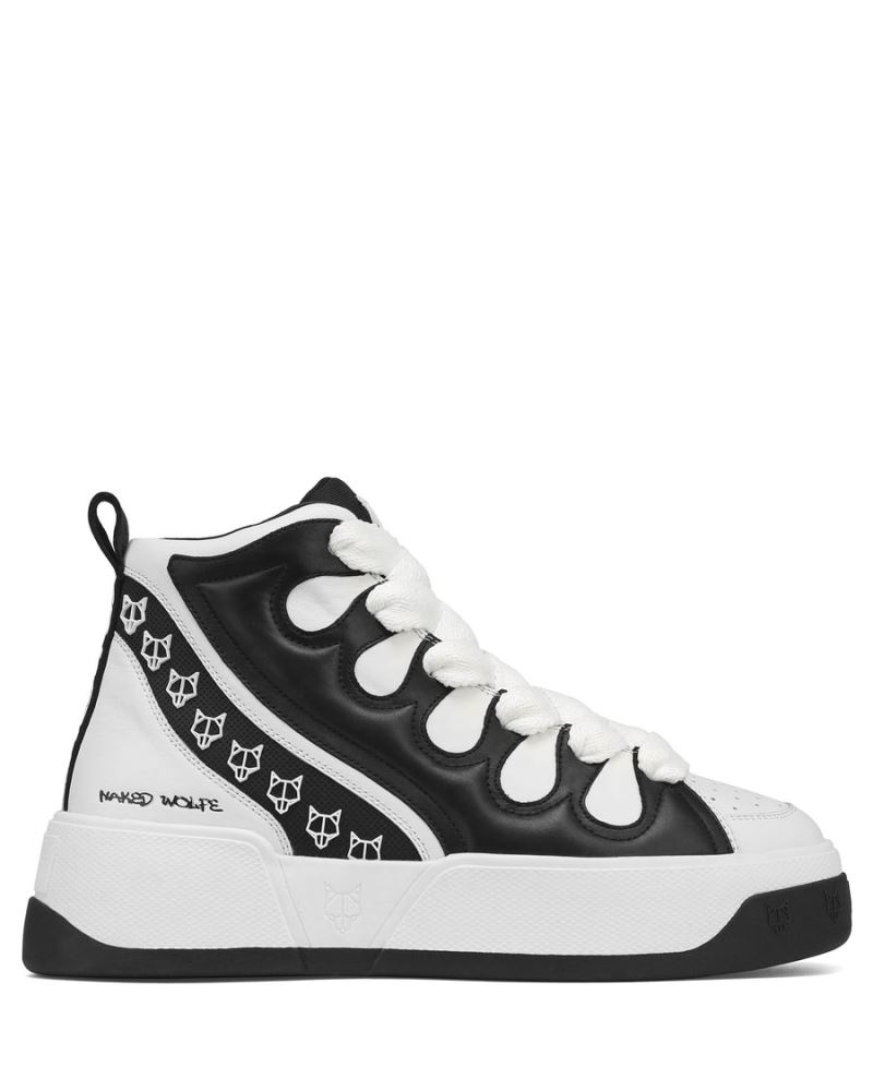 Black / White Naked Wolfe King Leather Men's Sneakers | IRELAND 5439028FB