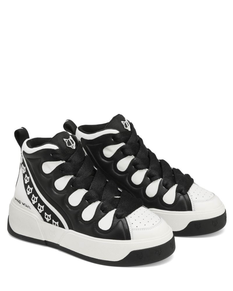 Black / White Naked Wolfe King Leather Men's Sneakers | IRELAND 5439028FB