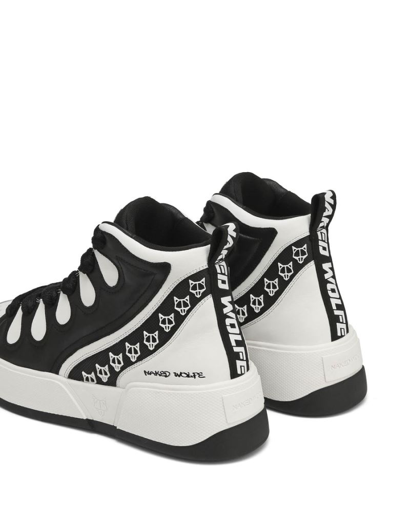 Black / White Naked Wolfe King Leather Men's Sneakers | IRELAND 5439028FB