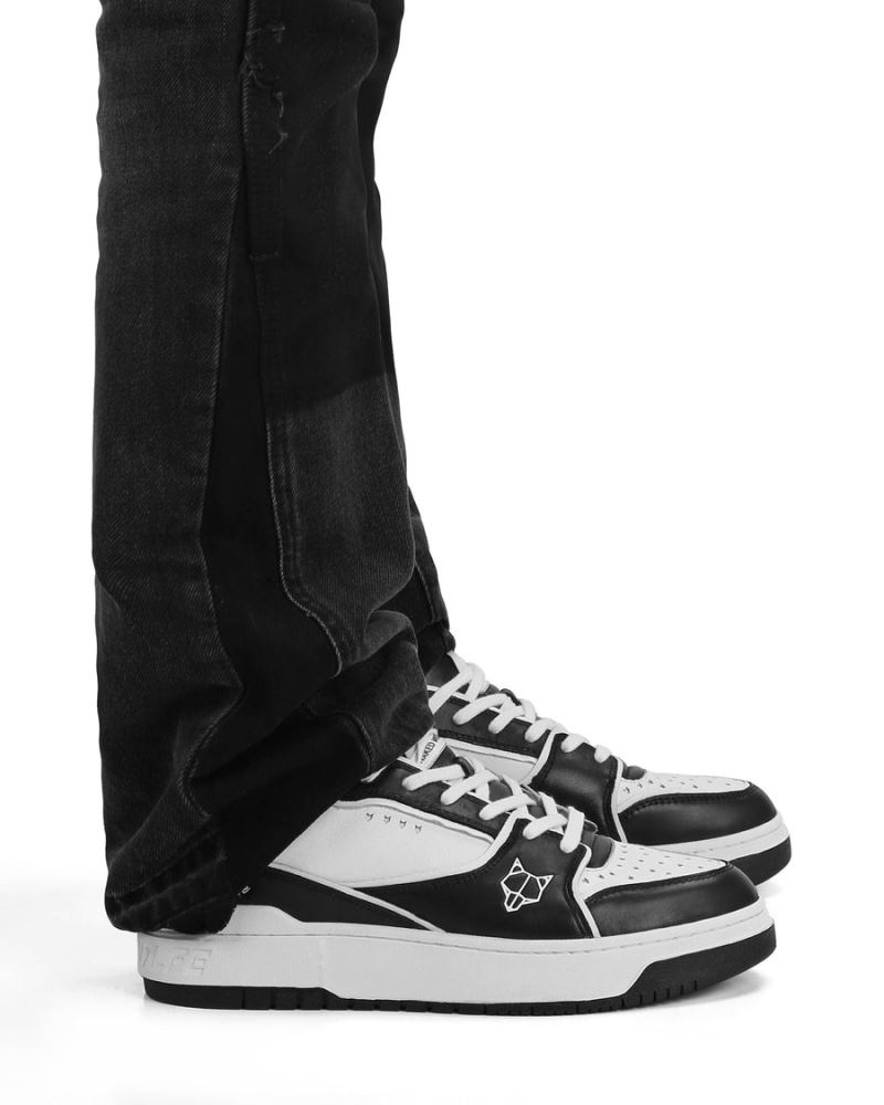 Black / White Naked Wolfe NW-01 Leather Men's Sneakers | DUBLIN 9258467FJ