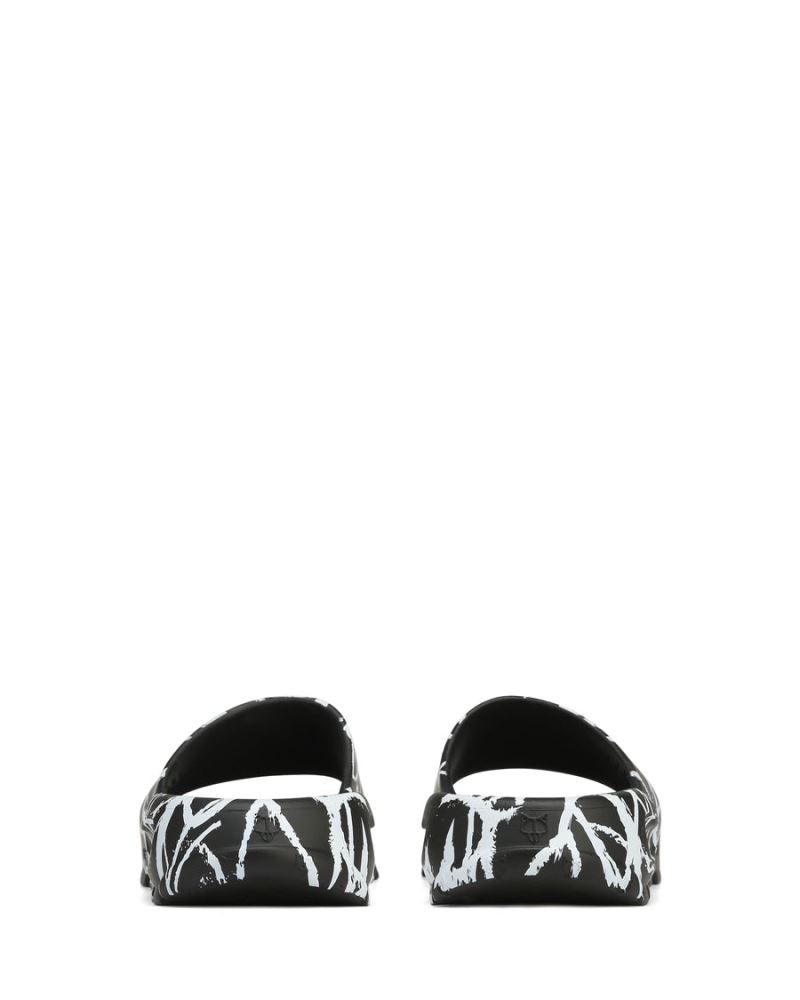 Black / White Naked Wolfe Tommy Graffiti Men's Slides | IRELAND 9487125BF