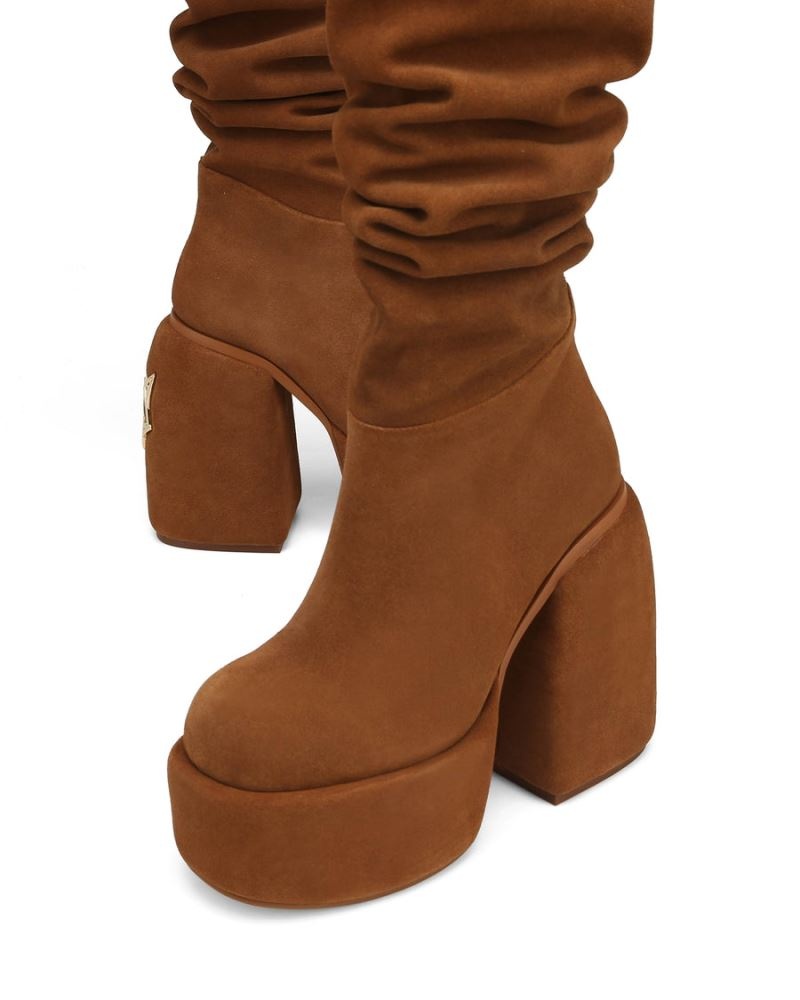 Brown Naked Wolfe Space Kid Suede Women's Platform Boots | IRELAND 5726940CP