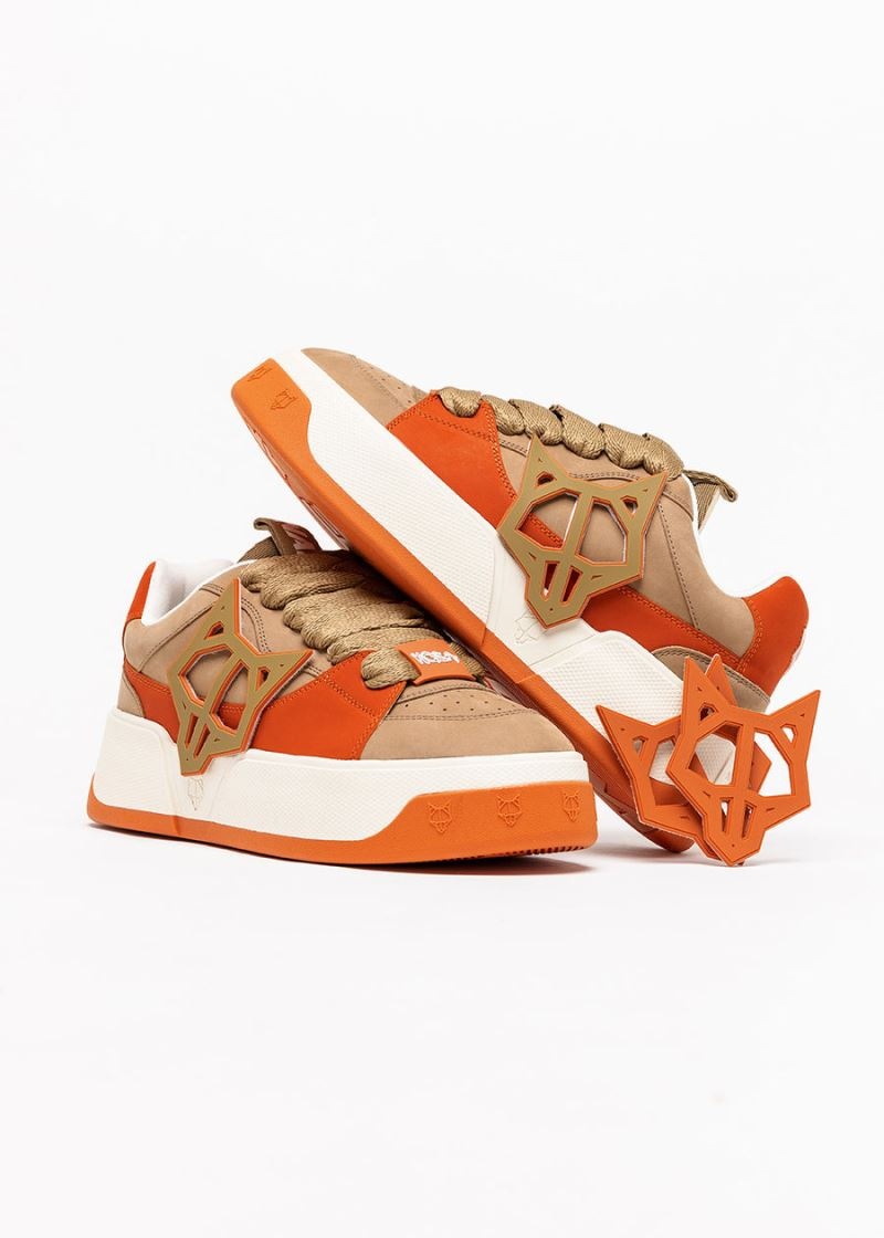 Brown / Orange Naked Wolfe Kosa Creme Men's Sneakers | IRELAND 8709415IU