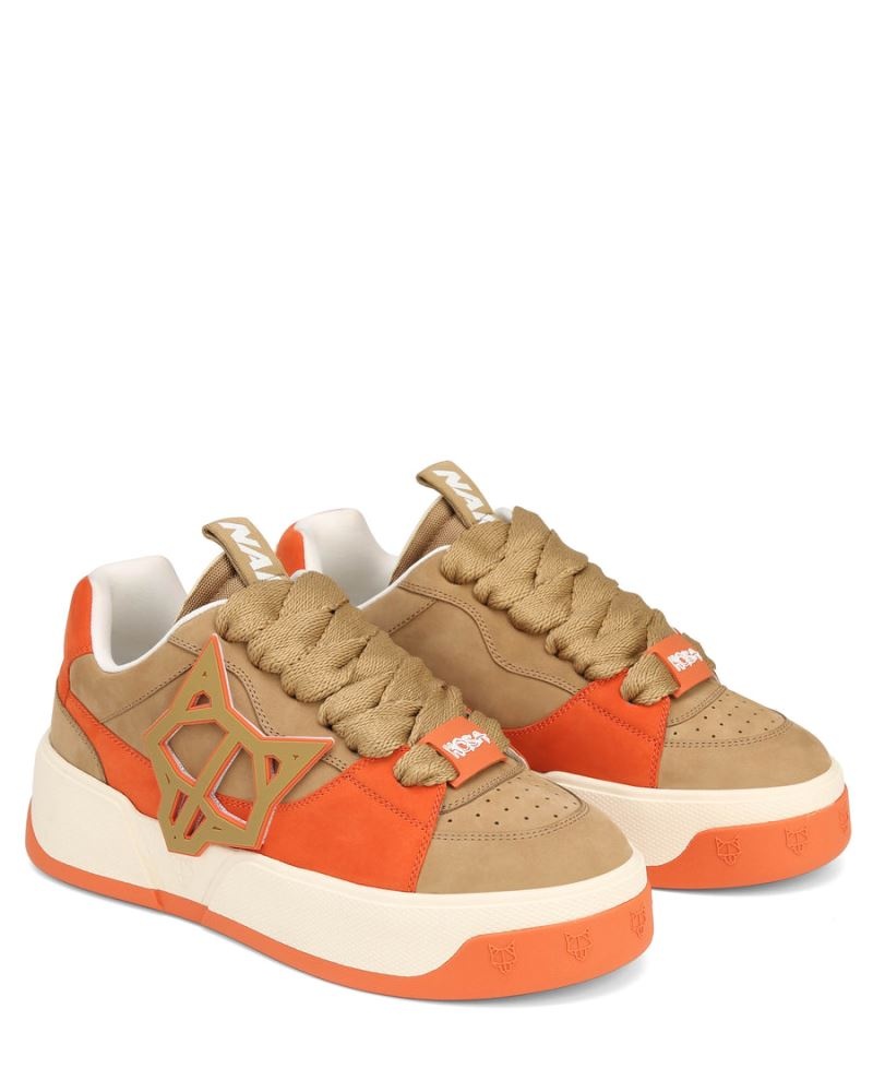 Brown / Orange Naked Wolfe Kosa Creme Men's Sneakers | IRELAND 8709415IU