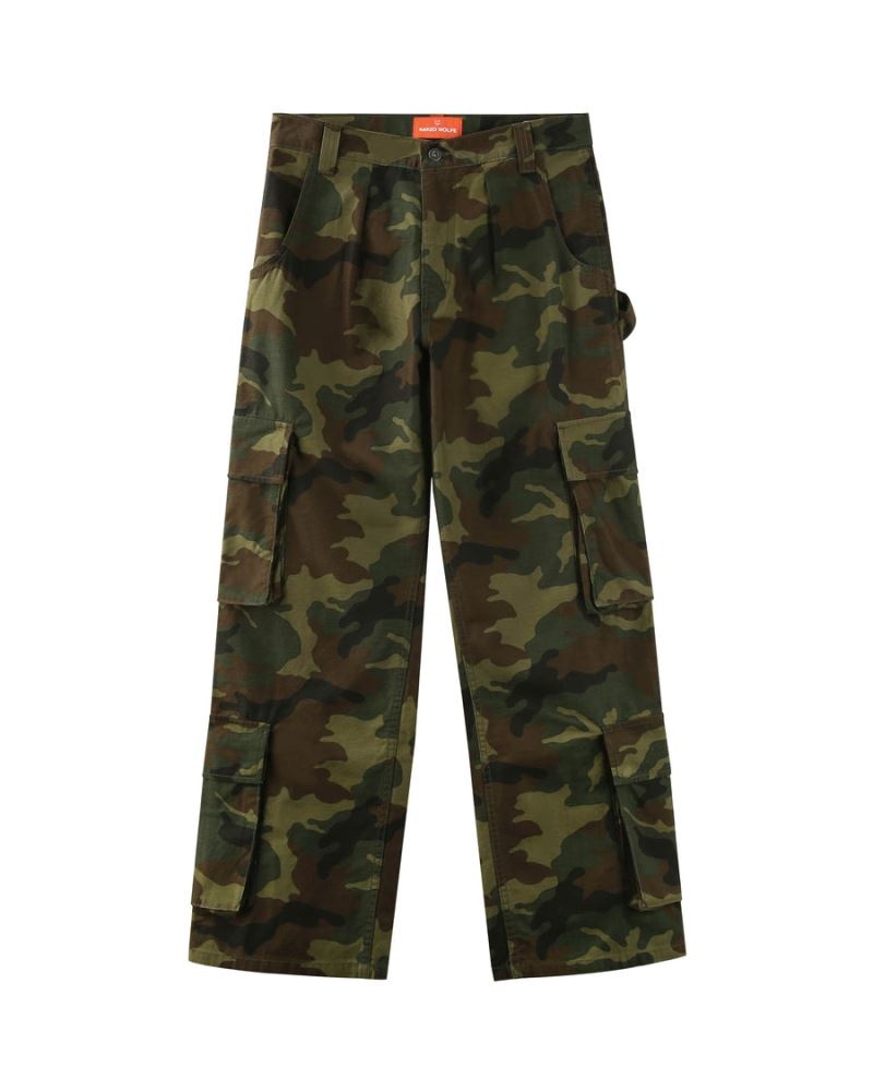 Camo Naked Wolfe Baggy Pocket Cargo Logo Men\'s Pants | IRELAND 4635217XG