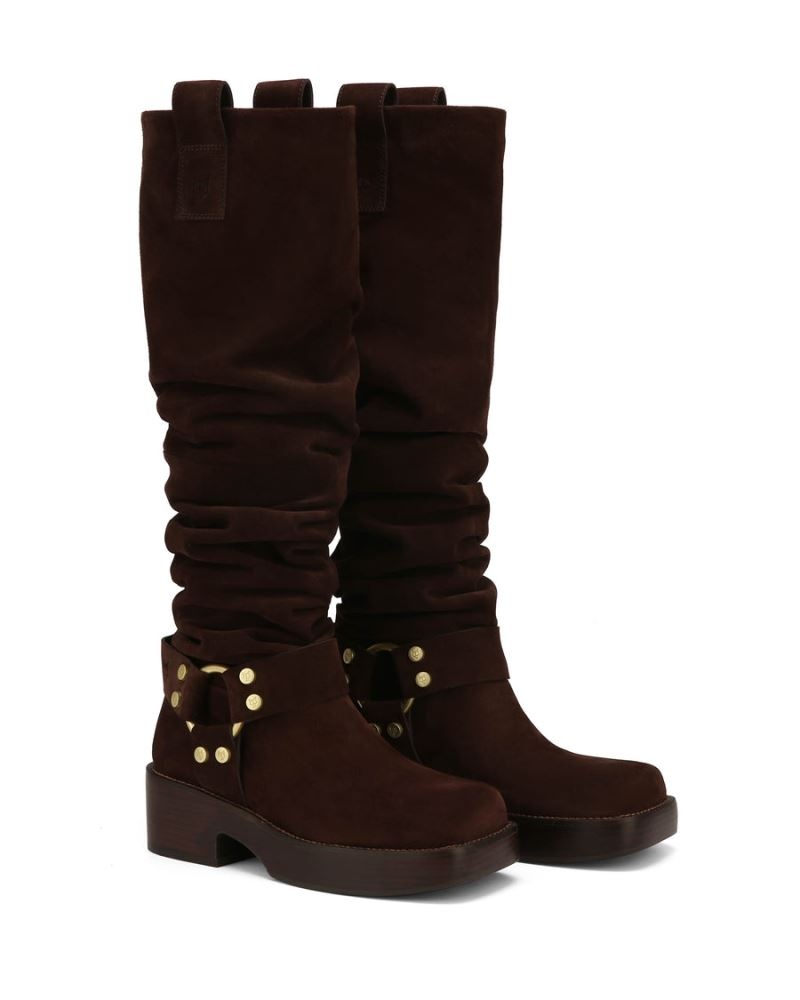 Chocolate Naked Wolfe Crook Suede Women's Knee-high Boots | IRELAND 5074962YV