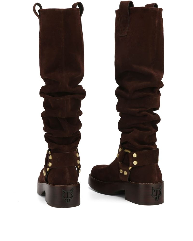 Chocolate Naked Wolfe Crook Suede Women's Knee-high Boots | IRELAND 5074962YV