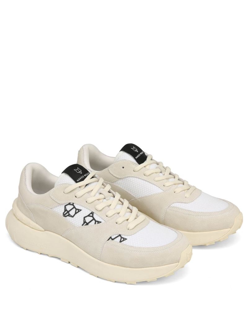 Cream Naked Wolfe Dart Suede Men's Sneakers | DUBLIN 0195278TX