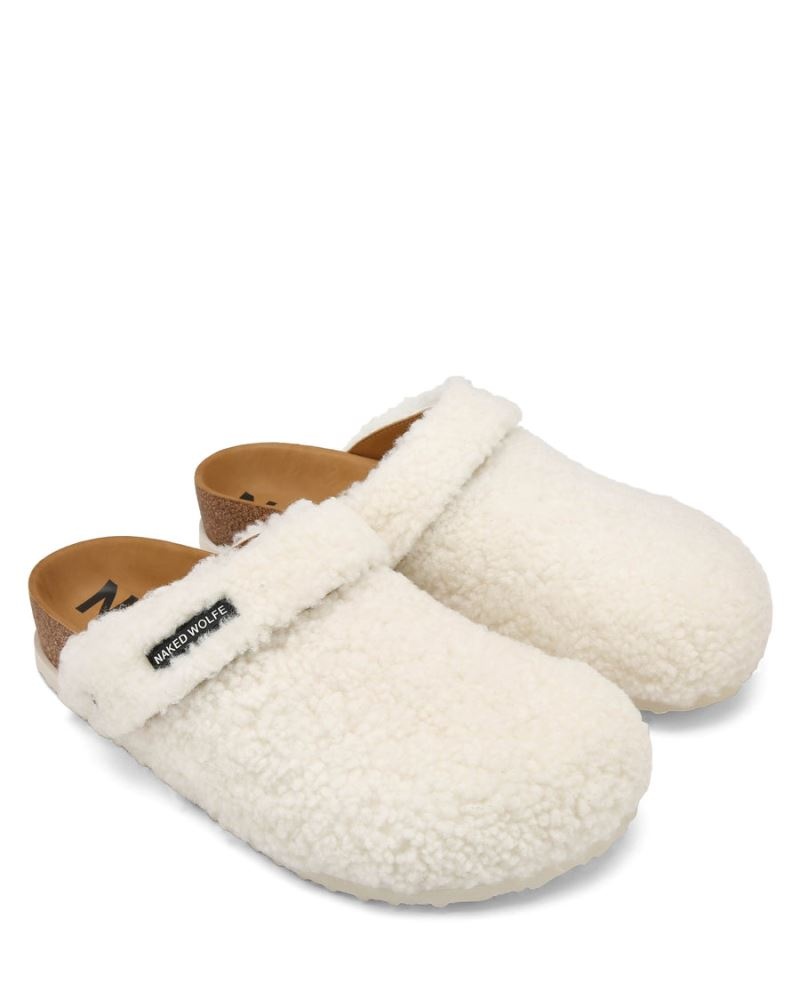 Cream Naked Wolfe Malta Shearling Men's Slippers | DUBLIN 2463801HJ