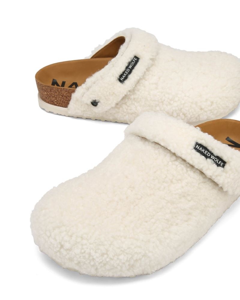 Cream Naked Wolfe Malta Shearling Men's Slippers | DUBLIN 2463801HJ