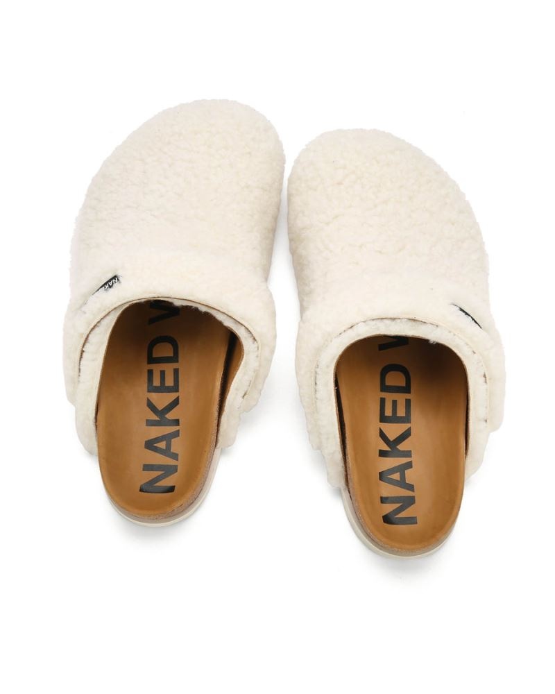 Cream Naked Wolfe Malta Shearling Men's Slippers | DUBLIN 2463801HJ