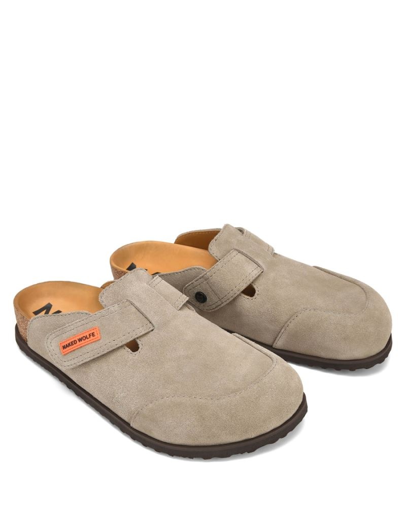 Grey Brown Naked Wolfe Melt Suede Men's Slippers | DUBLIN 8021356GT