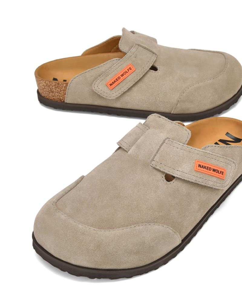 Grey Brown Naked Wolfe Melt Suede Men's Slippers | DUBLIN 8021356GT