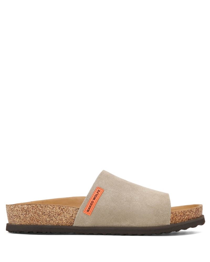 Grey Brown Naked Wolfe Moody Suede Men\'s Slides | IRELAND 3487150UZ