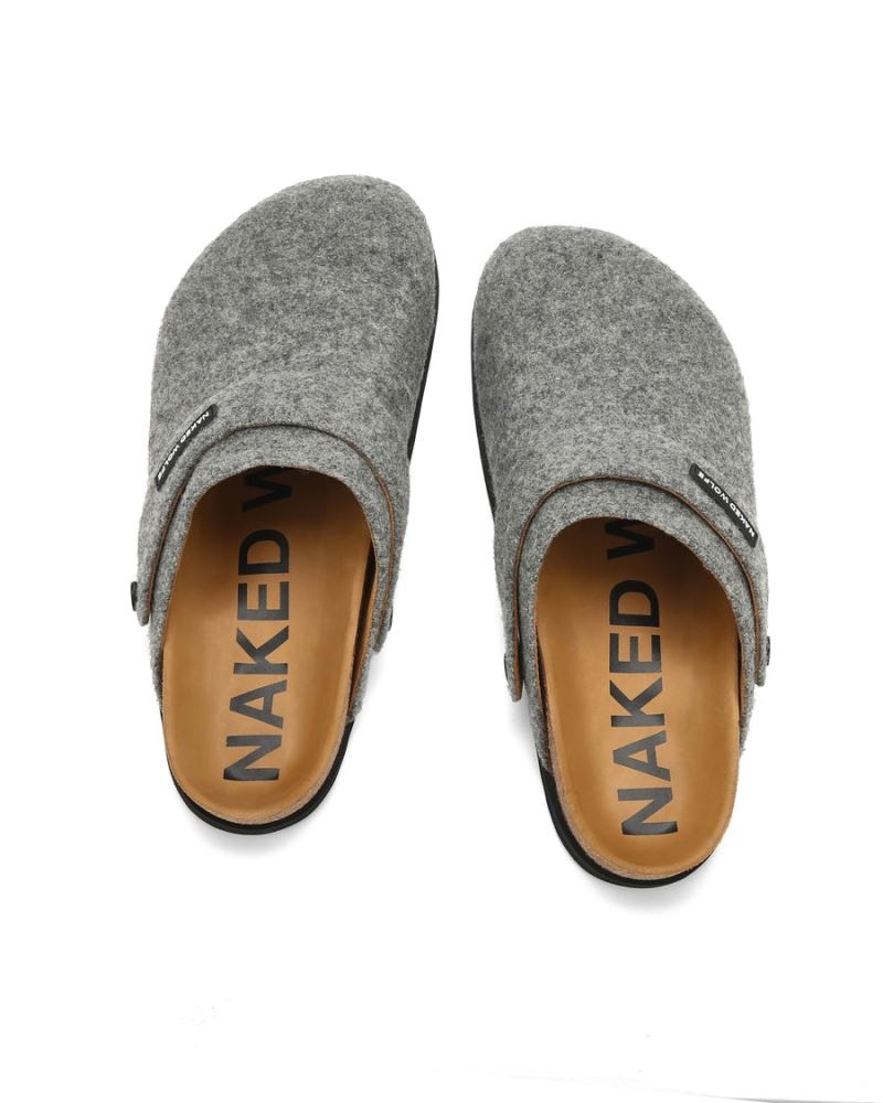 Grey Naked Wolfe Malta Felt Men's Slippers | IRELAND 8761539QL