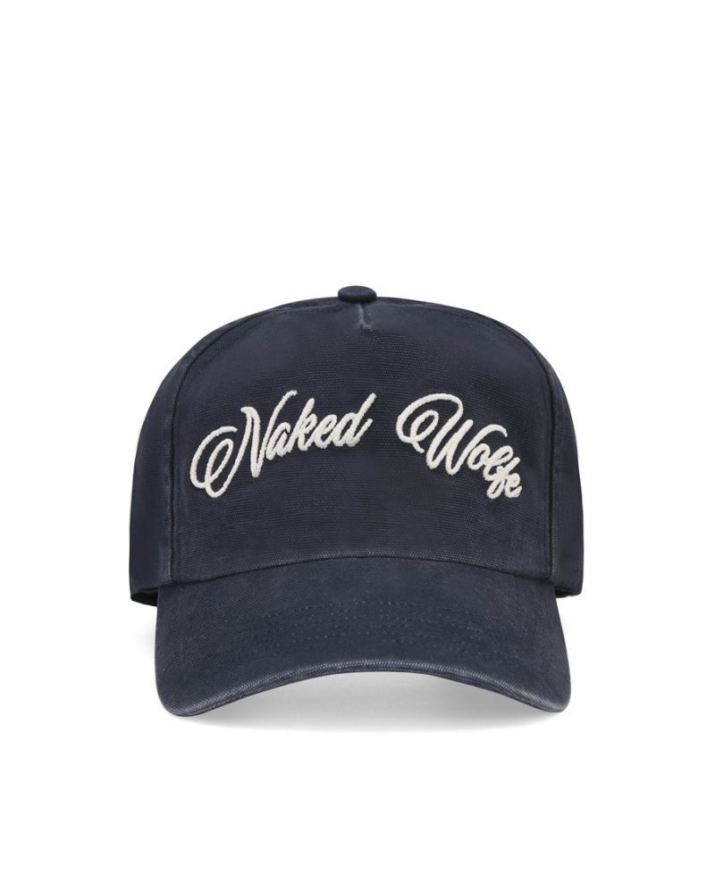 Navy Naked Wolfe Signature Unconstructed Washed Women\'s Caps | DUBLIN 9264530DR