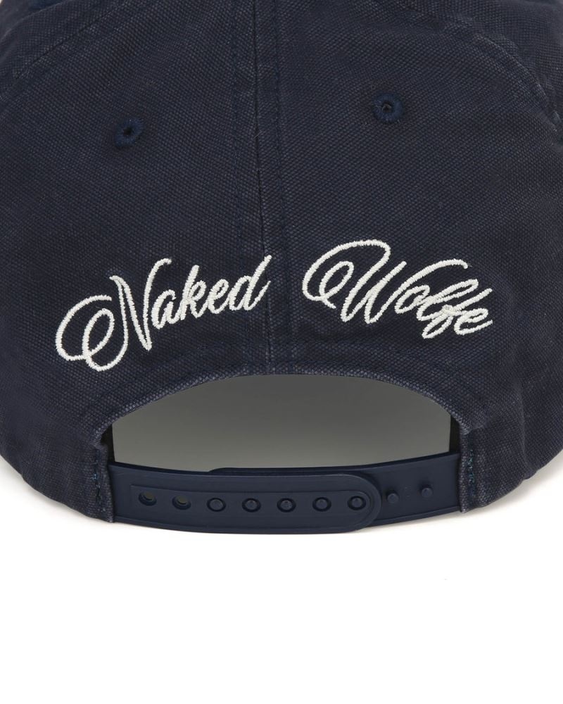 Navy Naked Wolfe Signature Unconstructed Washed Men's Caps | IRELAND 0836249KI