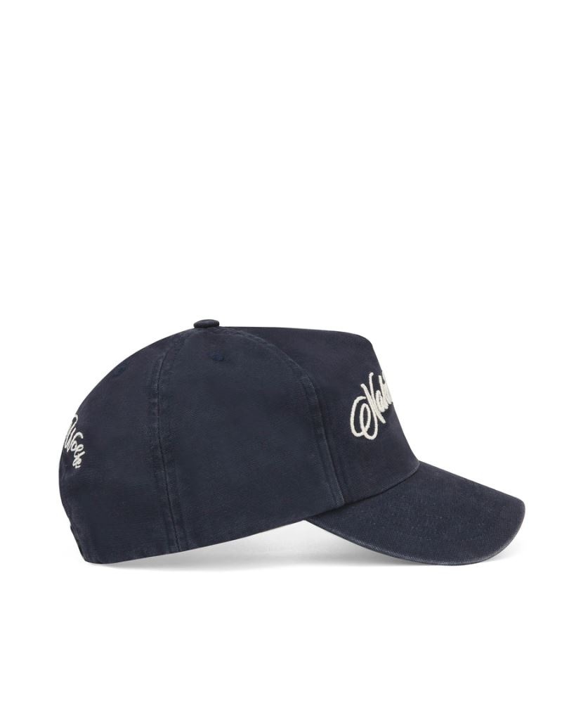 Navy Naked Wolfe Signature Unconstructed Washed Men's Caps | IRELAND 0836249KI