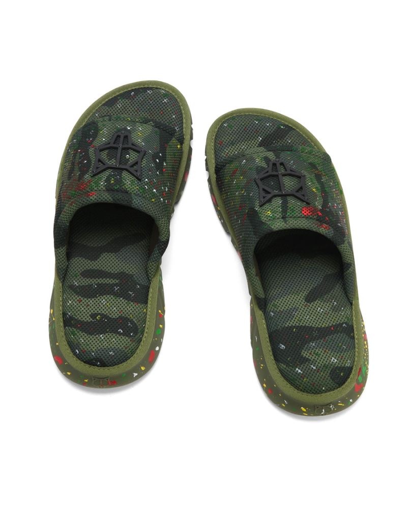 Olive Naked Wolfe Vegas Army Mesh Men's Slides | DUBLIN 1082634GR