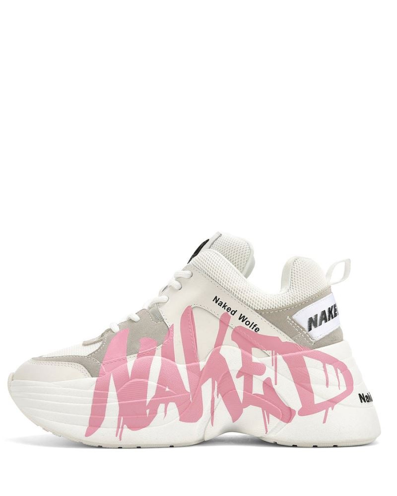 Pink Naked Wolfe Track Logo Women's Sneakers | DUBLIN 5963802YX