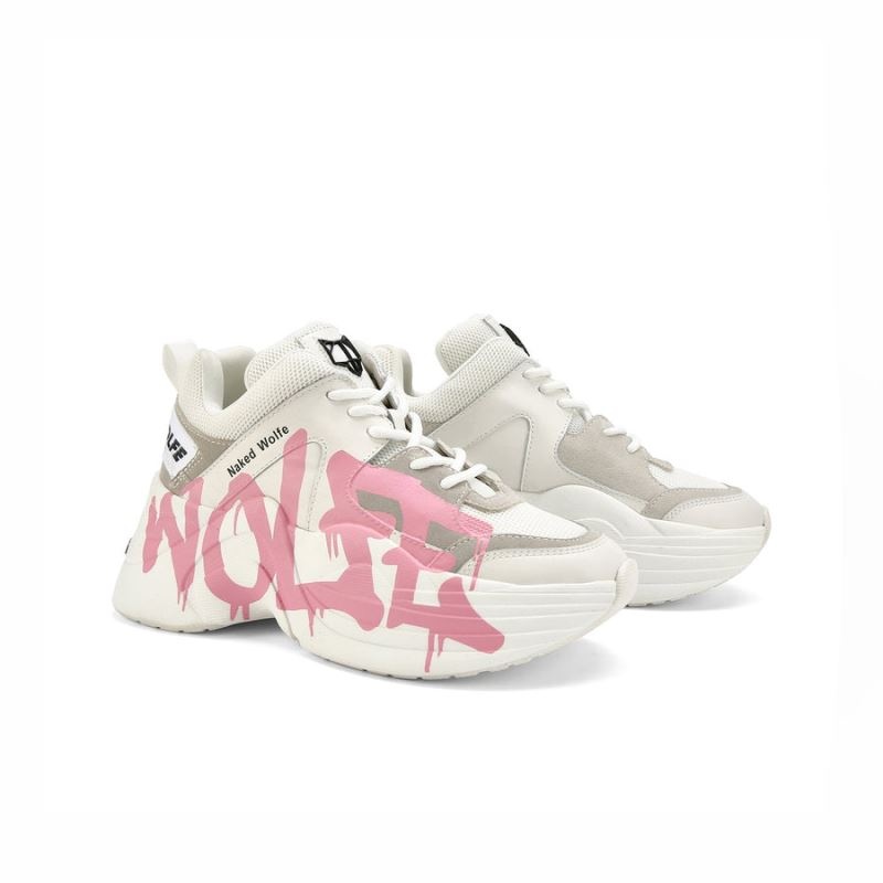 Pink Naked Wolfe Track Logo Women's Sneakers | DUBLIN 5963802YX