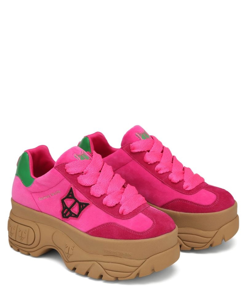 Pink Naked Wolfe Warrior Velvet Women's Sneakers | DUBLIN 8257046DY