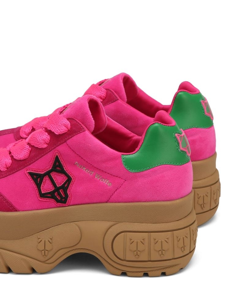 Pink Naked Wolfe Warrior Velvet Women's Sneakers | DUBLIN 8257046DY