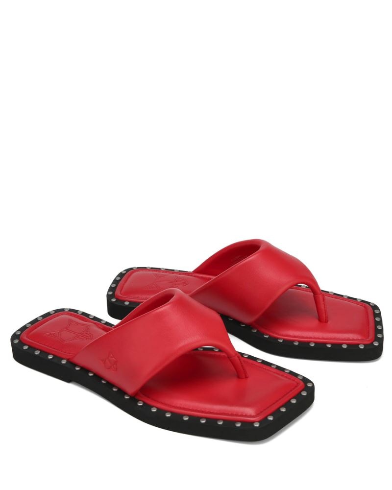 Red Naked Wolfe Danni Leather Women's Flip Flops | DUBLIN 4951237RX