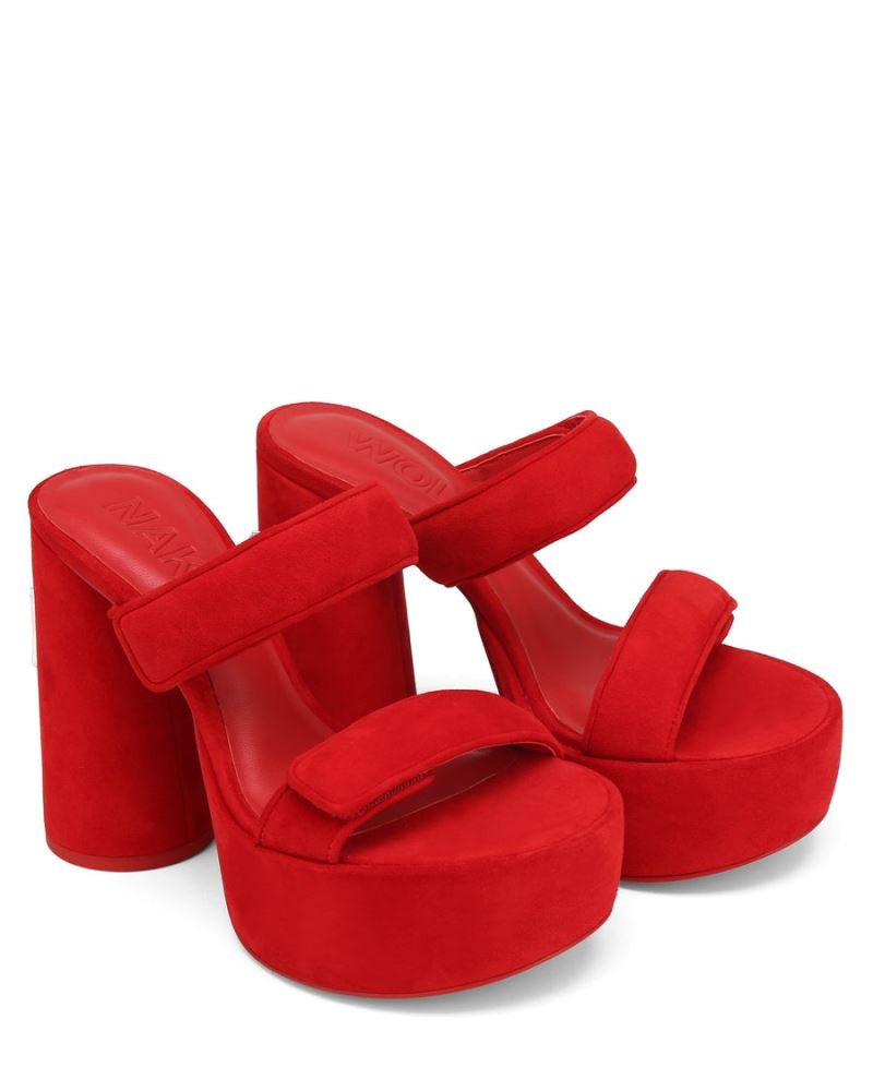 Red Naked Wolfe Diamond Suede Women's Platform Sandals | DUBLIN 7510328ZK