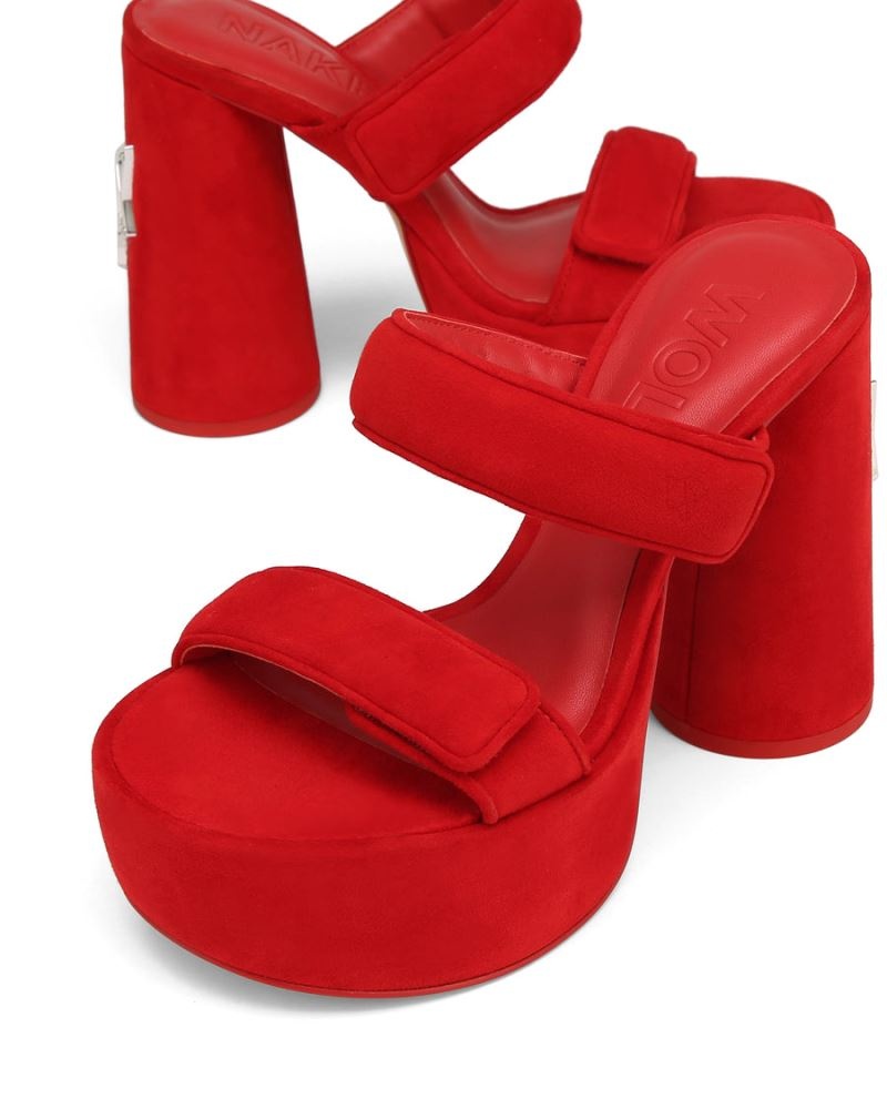 Red Naked Wolfe Diamond Suede Women's Platform Sandals | DUBLIN 7510328ZK