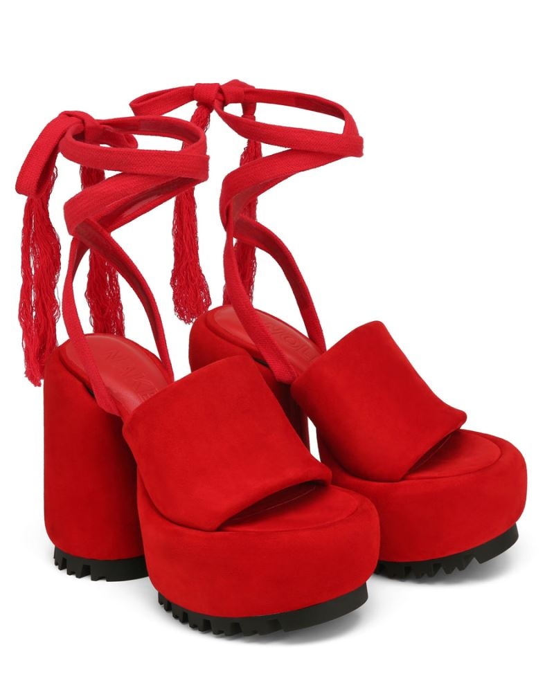 Red Naked Wolfe Wonder Suede Women's Platform Sandals | IRELAND 2306485CZ