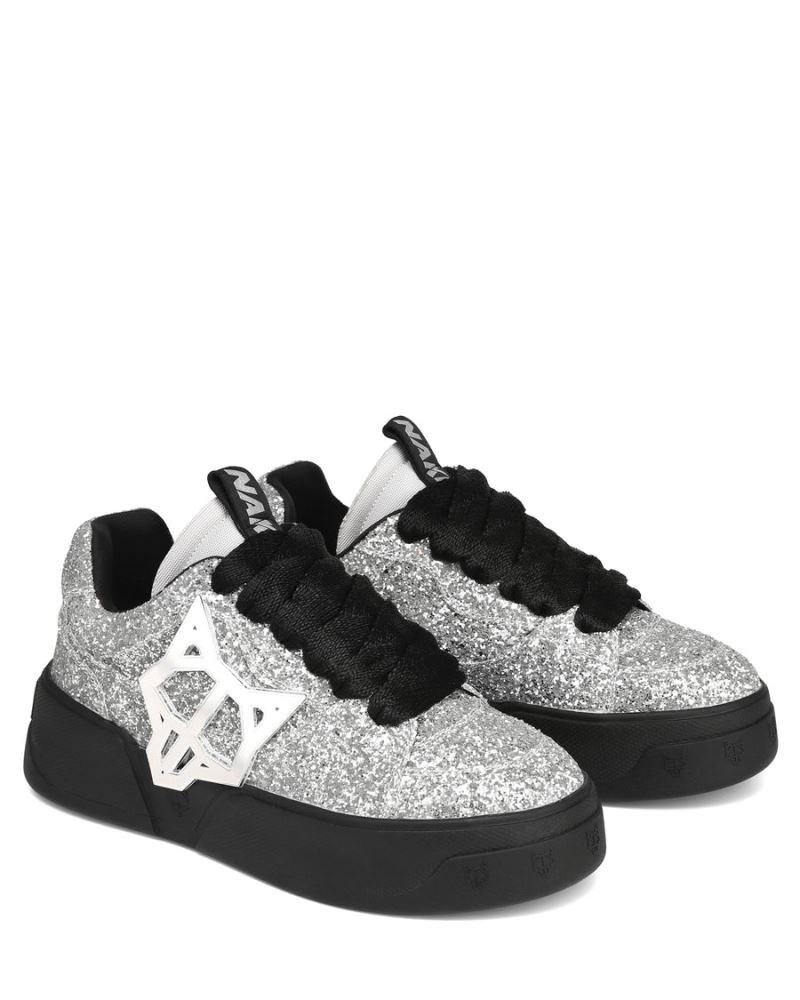 Silver / Black Naked Wolfe Kosa Sparkle Men's Sneakers | DUBLIN 0734528NC