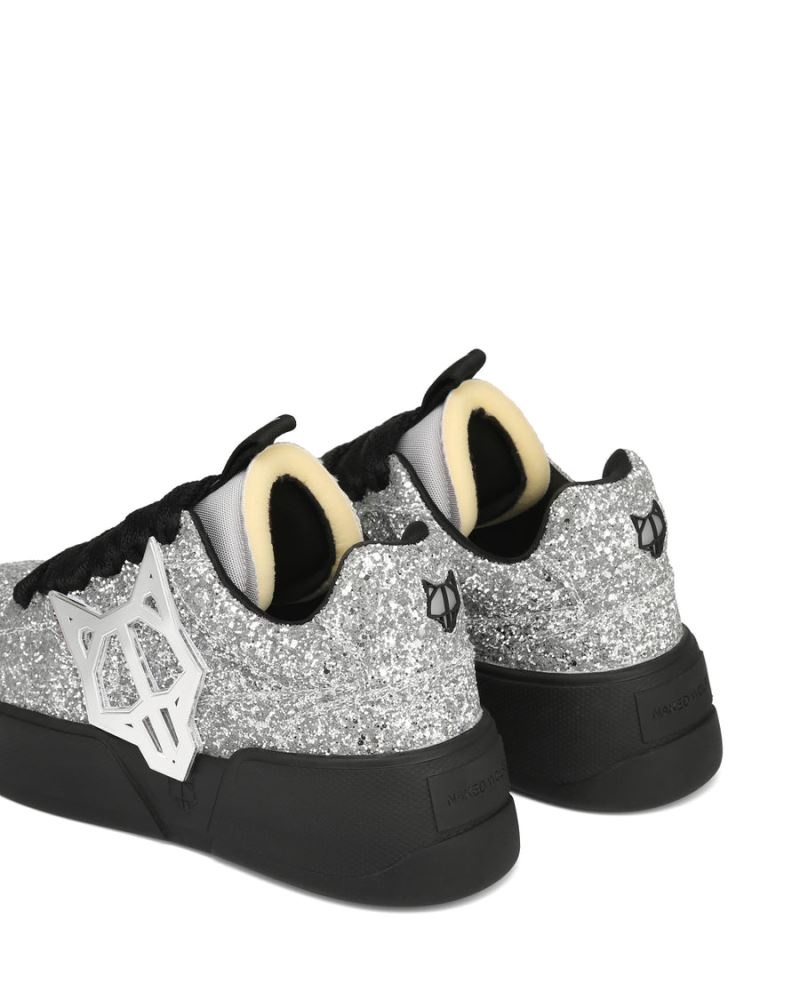 Silver / Black Naked Wolfe Kosa Sparkle Men's Sneakers | DUBLIN 0734528NC