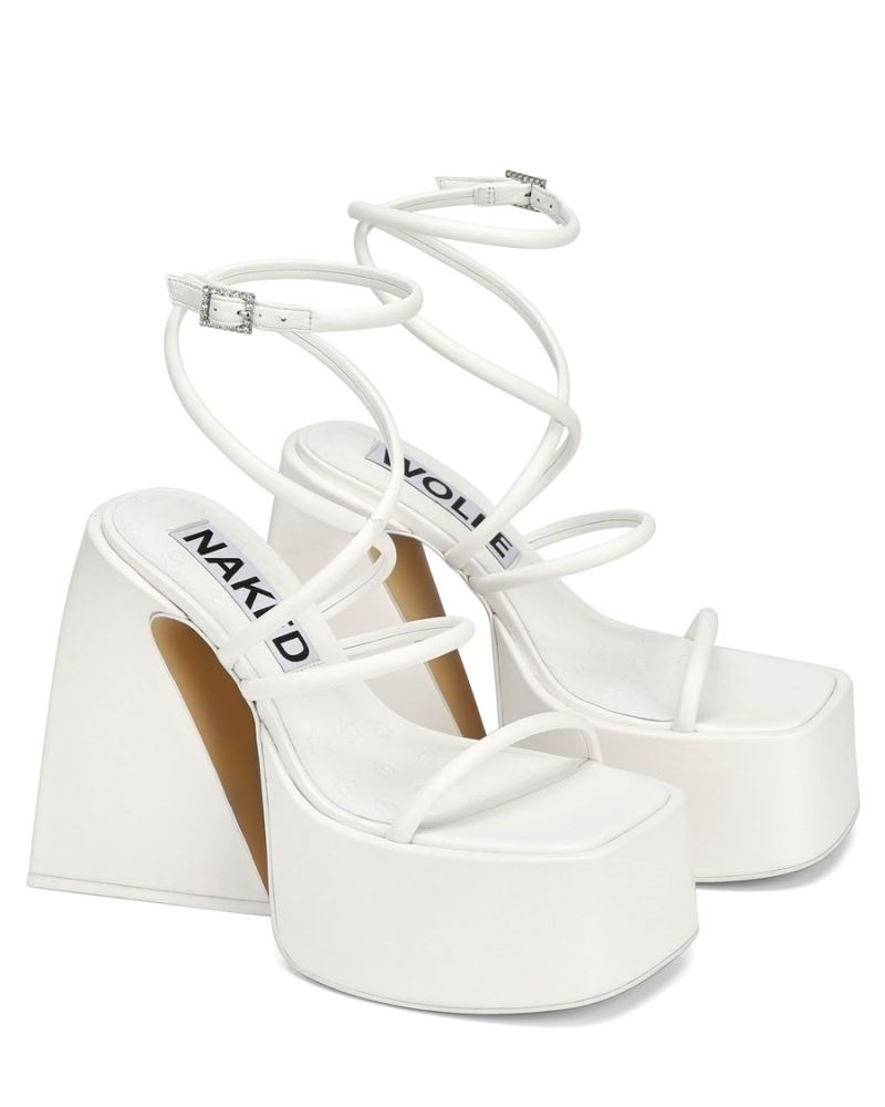 White Naked Wolfe Angel Leather Women's Platform Sandals | DUBLIN 6153842ET