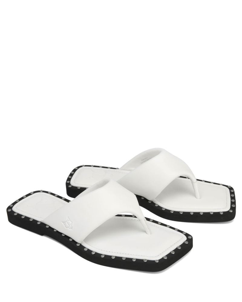 White Naked Wolfe Danni Leather Women's Flip Flops | IRELAND 7051642JC