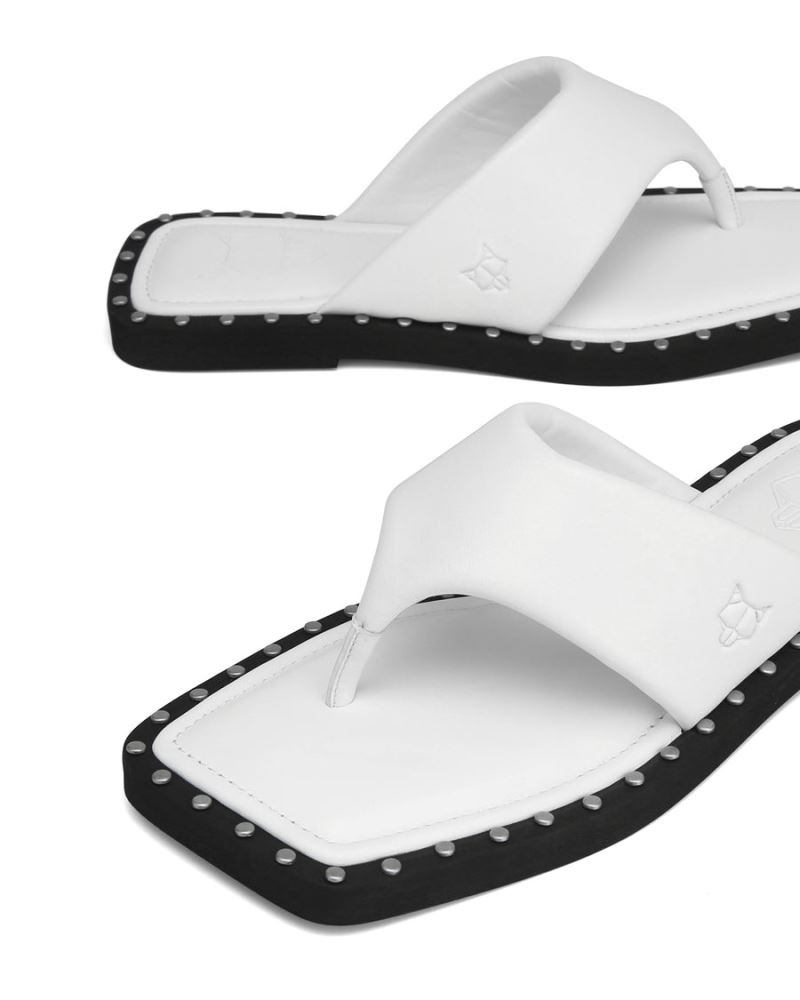 White Naked Wolfe Danni Leather Women's Flip Flops | IRELAND 7051642JC