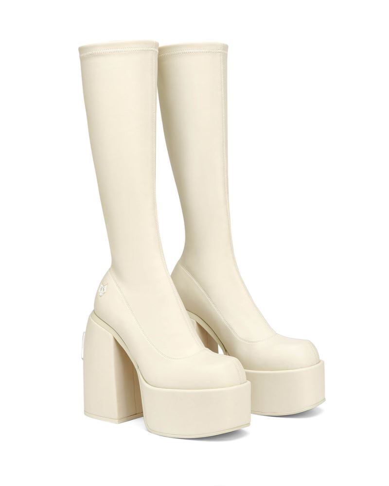 White Naked Wolfe Spice Chalk Stretch Women's Platform Boots | DUBLIN 3205679UT