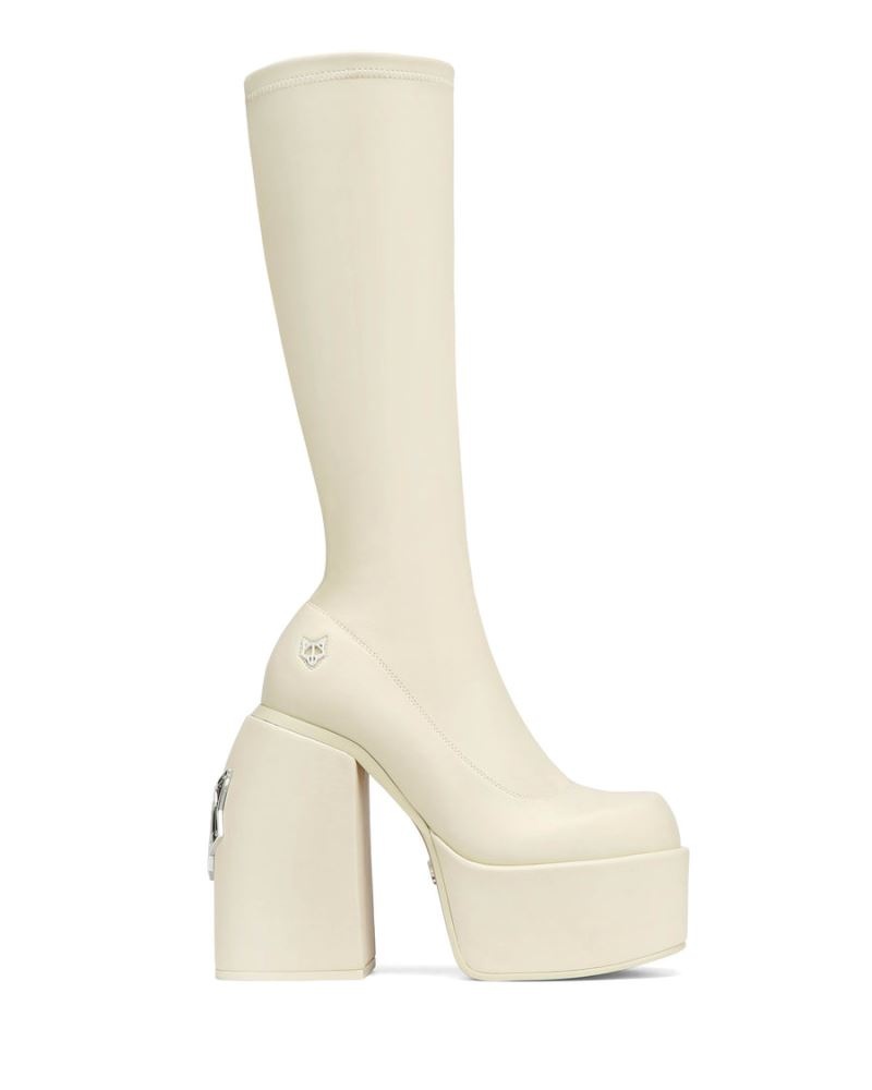 White Naked Wolfe Spice Chalk Stretch Women\'s Platform Boots | DUBLIN 3205679UT