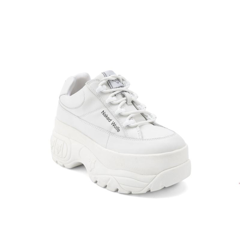 White Naked Wolfe Sporty Leather Women's Sneakers | DUBLIN 0175689QB