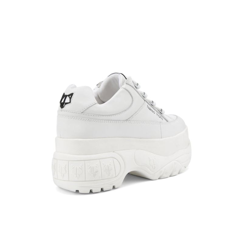 White Naked Wolfe Sporty Leather Women's Sneakers | DUBLIN 0175689QB