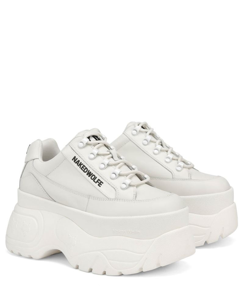 White Naked Wolfe Sprinter Leather Women's Sneakers | IRELAND 0423695BU