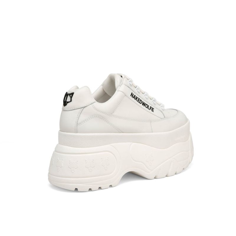 White Naked Wolfe Sprinter Leather Women's Sneakers | IRELAND 0423695BU