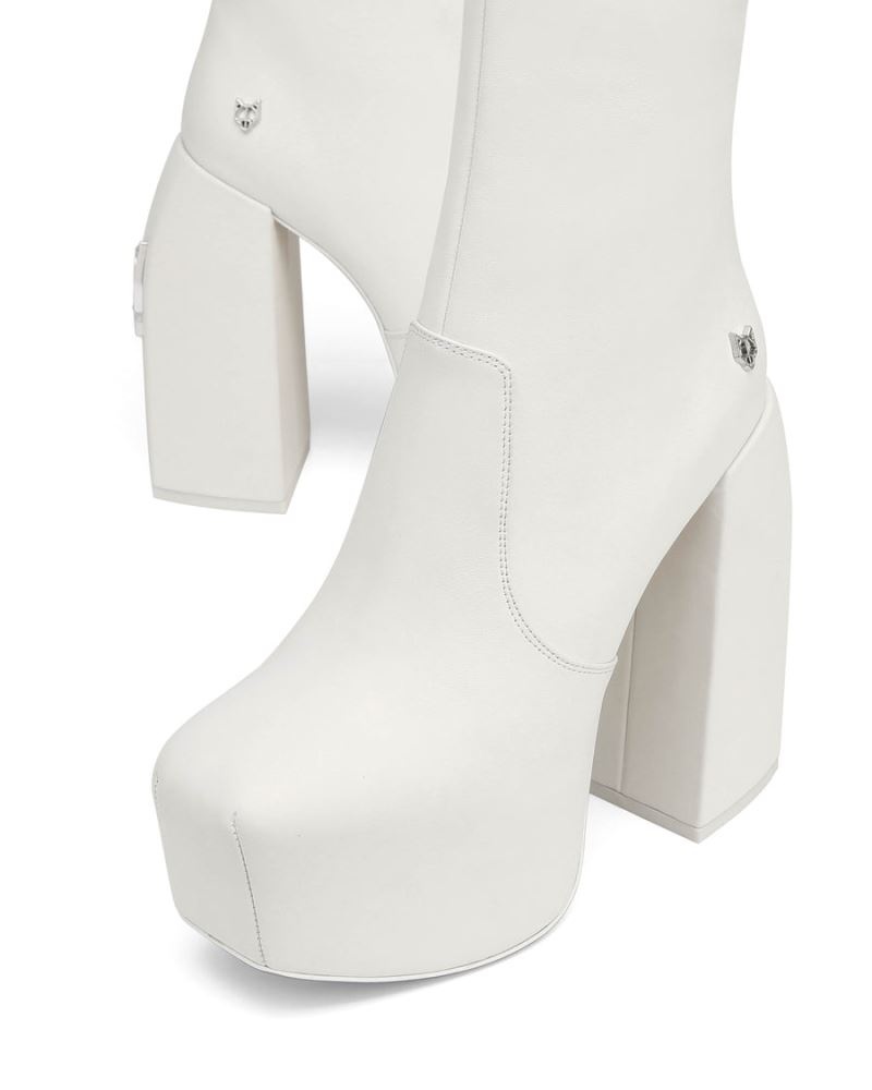 White Naked Wolfe Stylish Leather Women's Platform Boots | IRELAND 2598137QN