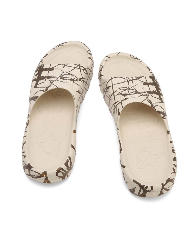 White Naked Wolfe Tommy Stone Graffiti Men's Slides | IRELAND 9045321WD