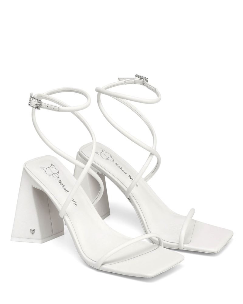 White Naked Wolfe Vergie Leather Women's Heels | IRELAND 1928437BW