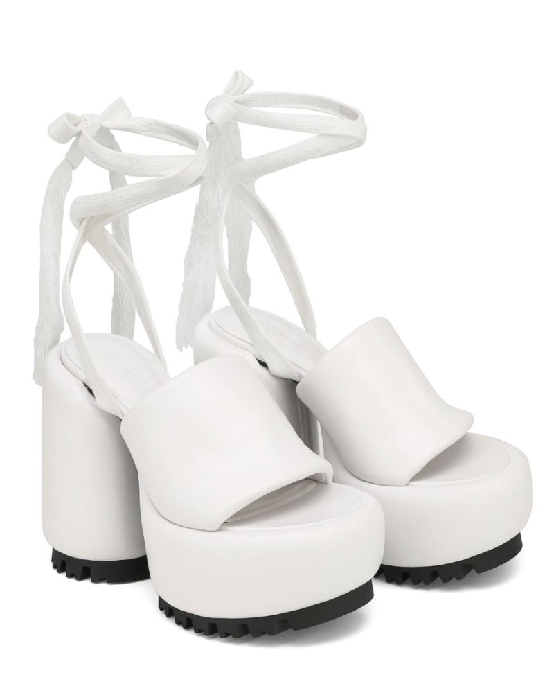 White Naked Wolfe Wonder Leather Women's Platform Sandals | IRELAND 3498716WL